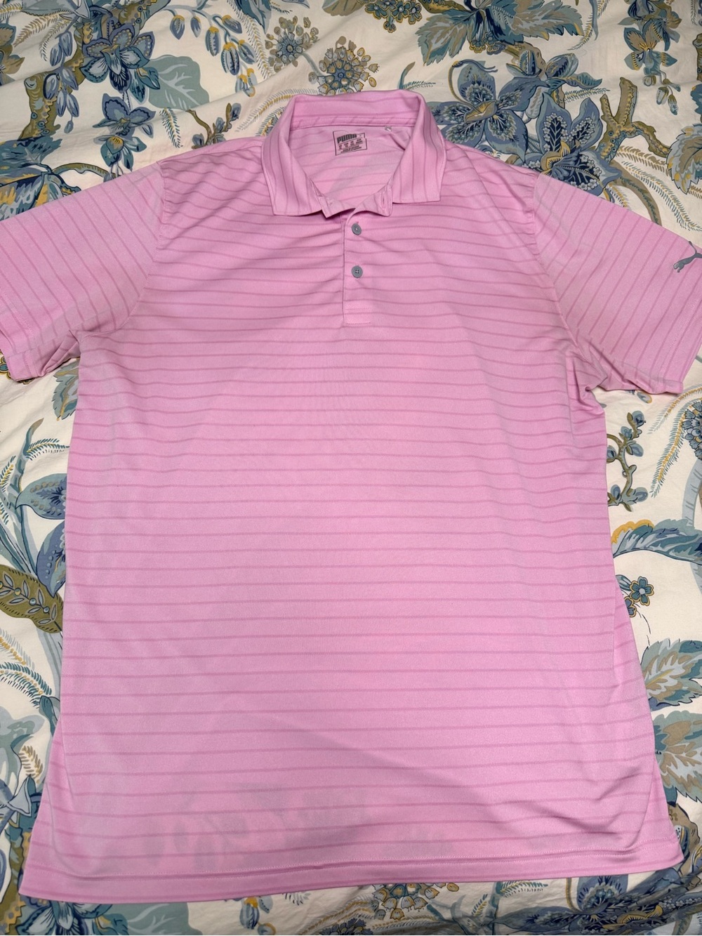 PUMA Men'sPink Striped Polo